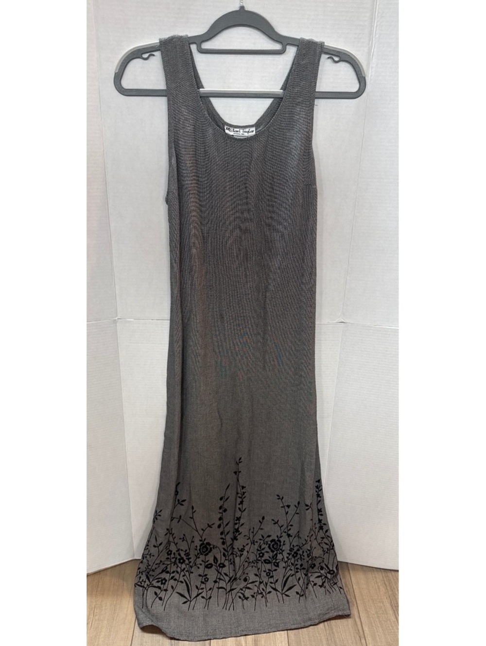 Vintage Michael Taylor Sleeveless Rayon Acetate Maxi Dress with Floral Detail